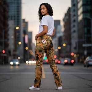 Vintage Jean Paul Gaultier Moss Camo Dead Stock Velvet Grunge Camo straight low